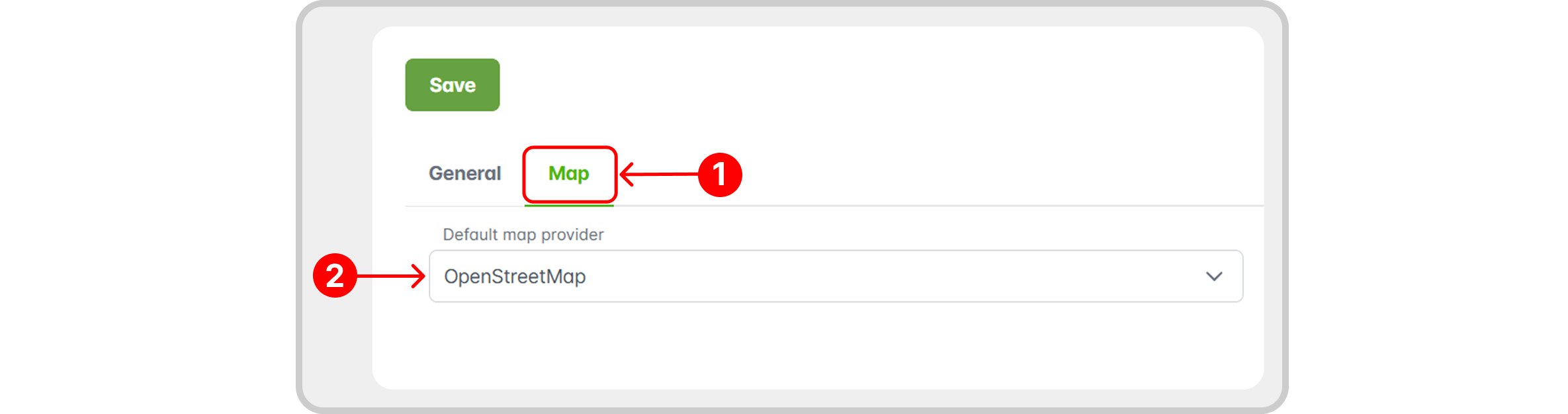 Image: Changing the default map provider.